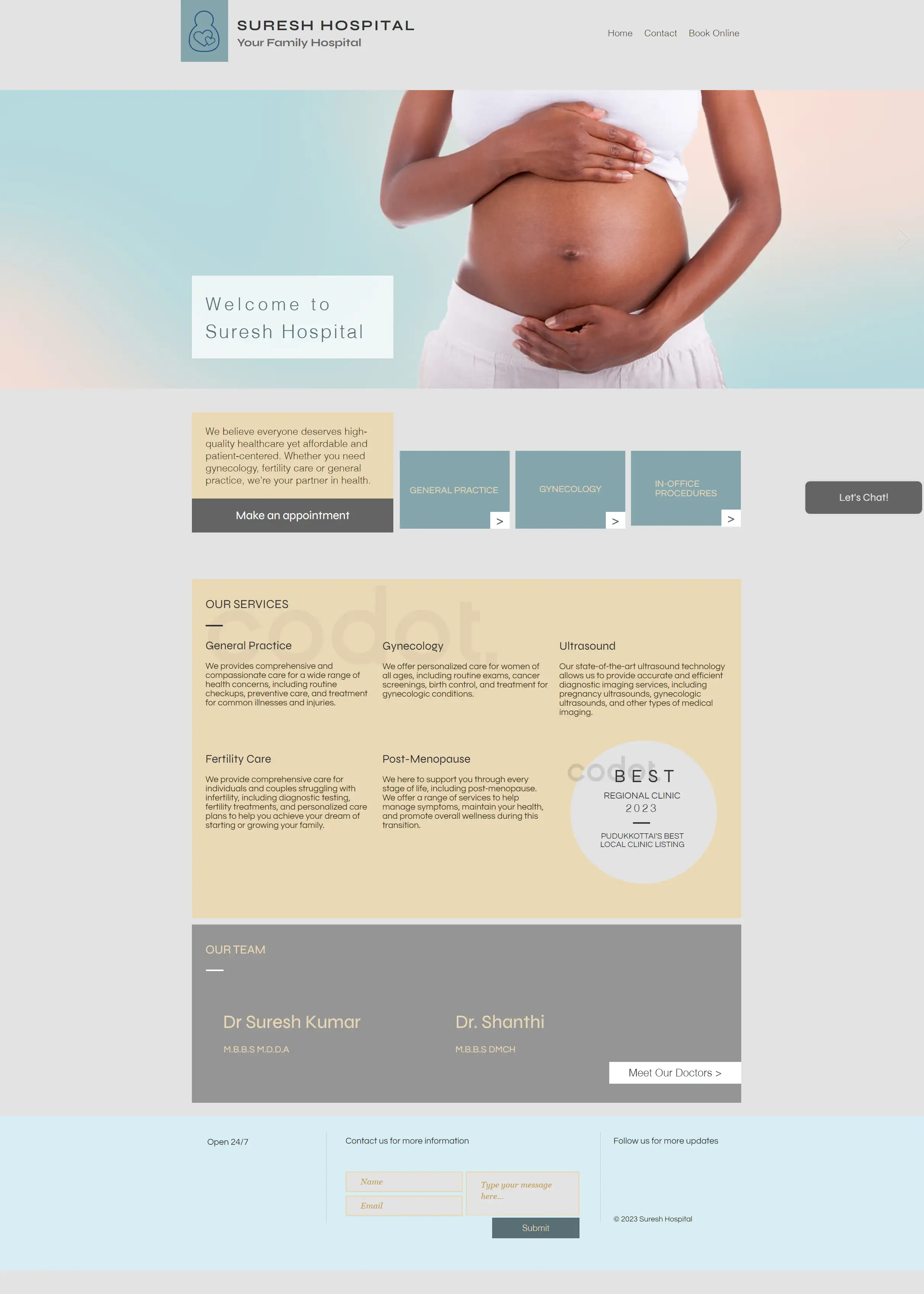 Suresh Hospital website homepage